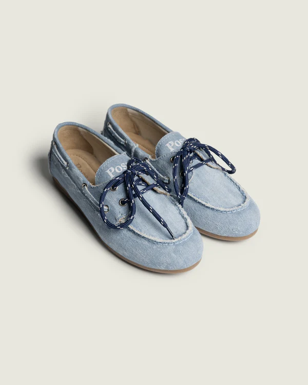 Mocassin bateau Posa en denim Clair