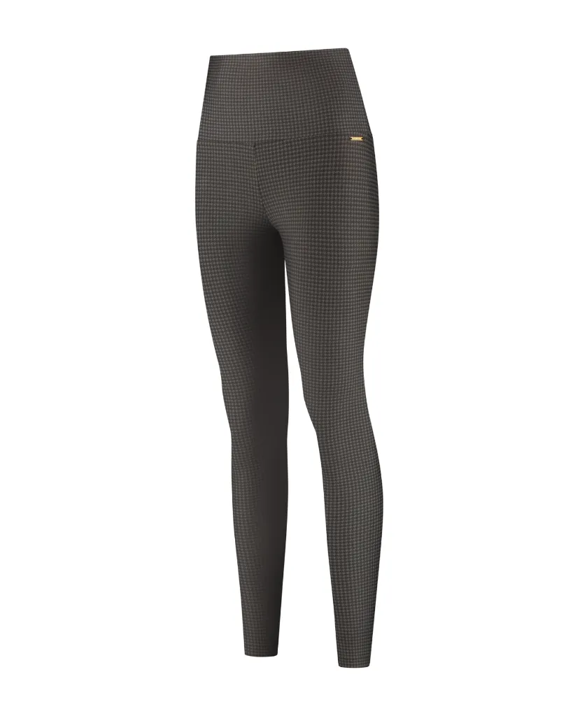 Deblon-Leggins-Taille-Haute-Pied de Poule-Crépuscule-Marron-seul.webp