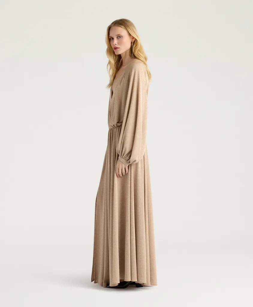 Momoni-Robe-Geisli-lurex-Beige-coté.webp