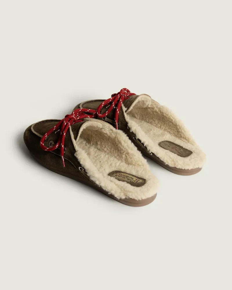 Posa-Mule Boat Loafer Fur Suede Dark Brown - arrière.webp