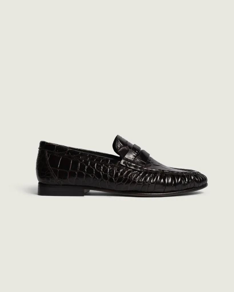 Posa -  Penny Loafer Wrinkle Croco Burgundy.webp