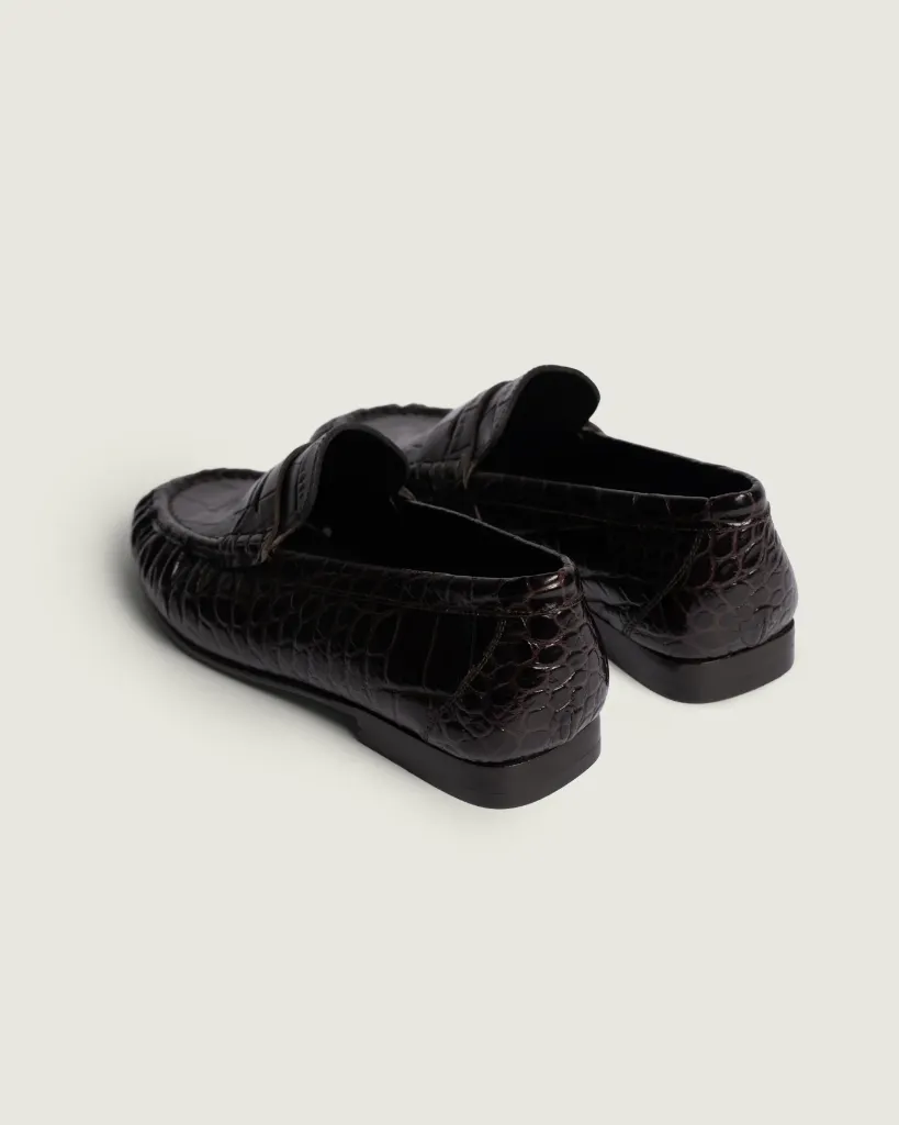 Posa -  Penny Loafer Wrinkle Croco  Burgundy Dos.webp
