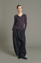 Sœur pantalon Vernon en toile de laine bleu nuit