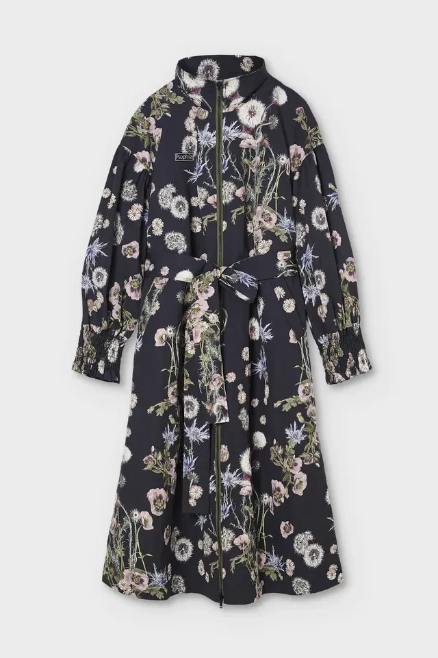 104COA2848 PSOPHIA Trench-Coat Long déperlant à motif.webp