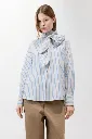 PSOPHIA Chemise Oxford rayée avec col officier en nœud portée.webp
