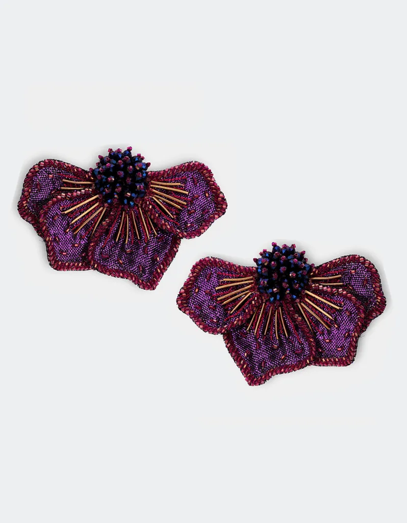 OLIVIA DAR Boucles d'Oreilles Peonie Small Purple.webp