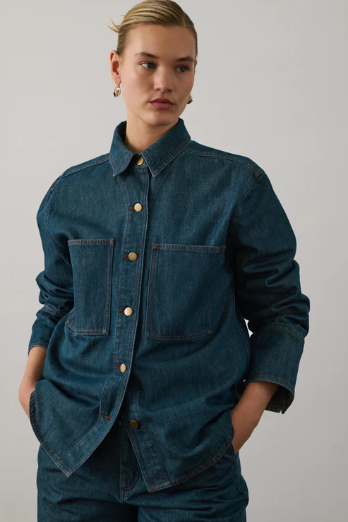 SOEUR - Garance Chemise Denim Bleu/Vert