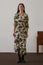 SOEUR Robe Francine Crêpe de Soie Jaune Pâle/Noir