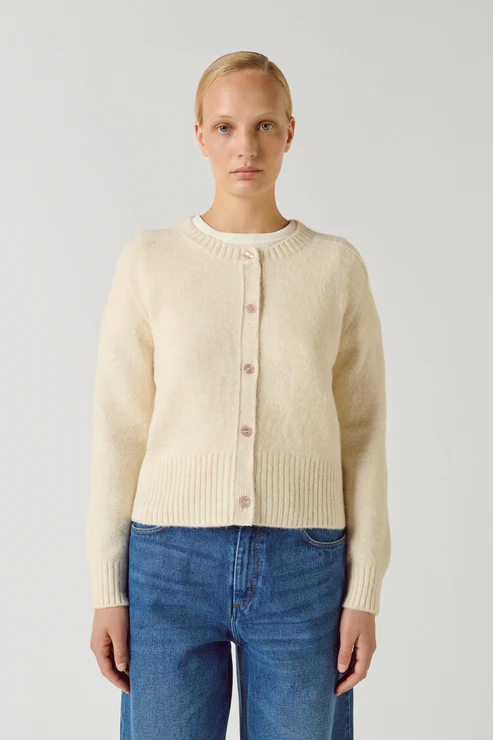 SOEUR Cardigan Lyne Alpaga et Laine Mélangée Ecru