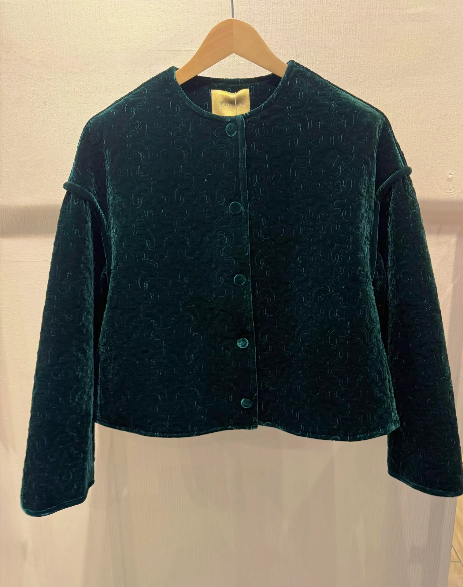 MOMONI Manteau Veste Cranberry Velours Matelassé Vert Botanical