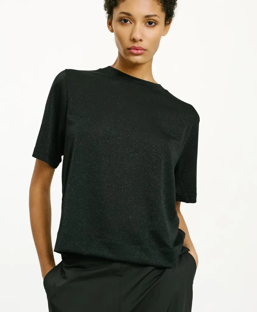 MOMONI T-Shirt Iora Jersey Lurex Uni Noir