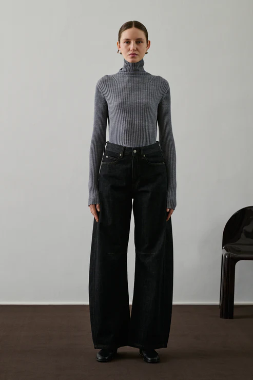 SOEUR - Filao Pull Col Roulé Gris Chiné Taille 40