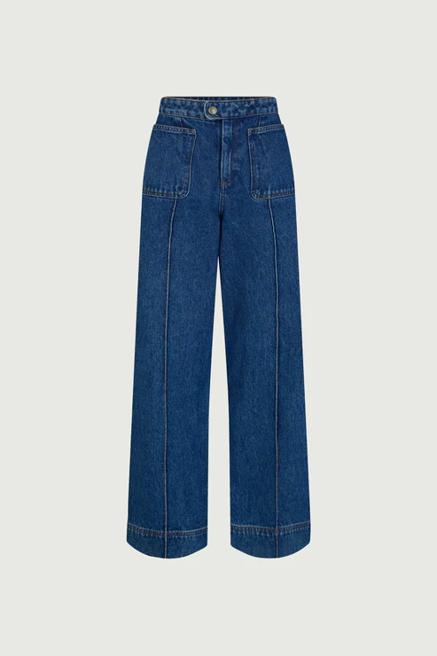 SOEUR Pantalon Harry Denim Droit Légèrement Evasé Bleu Délavé