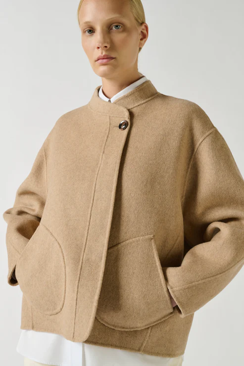 SOEUR Veste Windsor en Laine Beige Chiné (1)