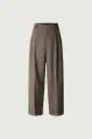 SOEUR - Watson Pantalon Large en Taile de Laine Marron/Ecru