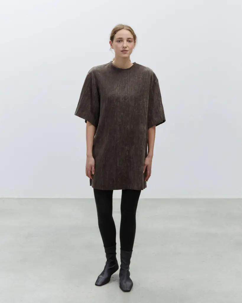 ALYSI Mini Robe en Velours Froissé - Fume