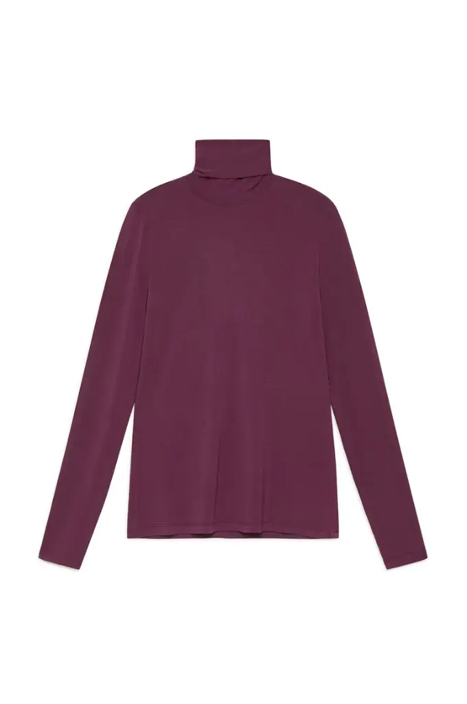 MALIPARMI T-Shirt Col Cheminée Bordeaux