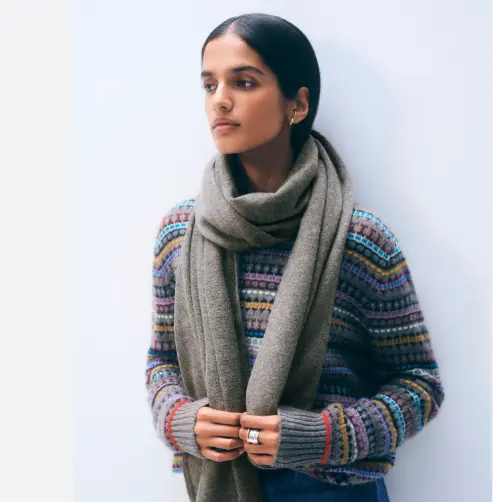 WHITE+WARREN Echarpe Cachemire Travel Wrap Brun Cendré