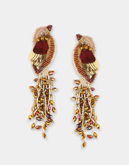 OLIVIA DAR Boucles D'Oreilles Martin-Pêcheur Rouille