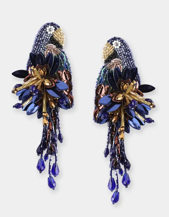 [Bijoux] OLIVIA DAR Boucles d'Oreilles Perroquet Navy