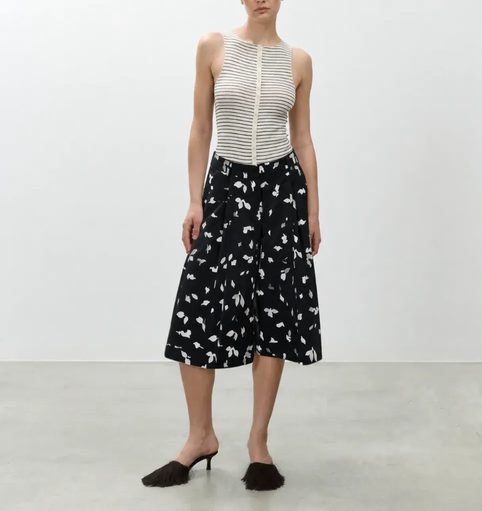 ALYSI Bermuda Imprimé Noir Eclat d'Eau Taille 38