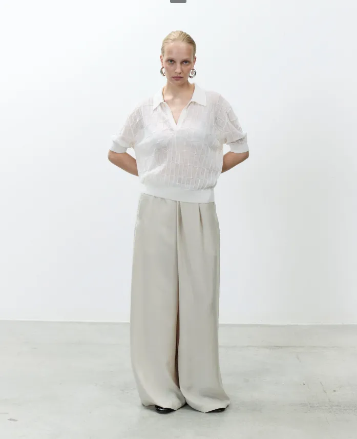 ALYSI Pull Polo d'Eté Origami Meringue Taille S