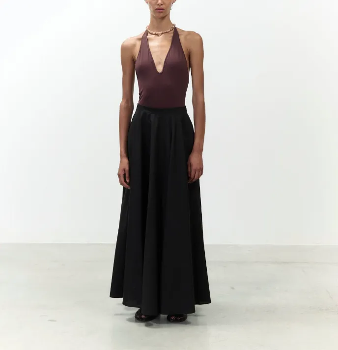 ALYSI Longue Jupe Popeline Noire