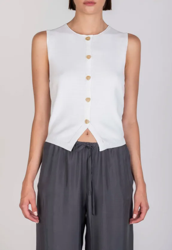 ALYSI Gilet Tricoté Blanc (M)