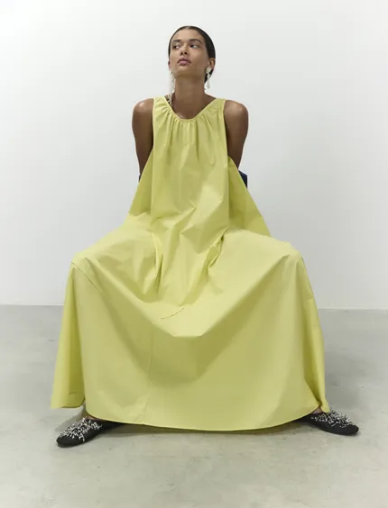 ALYSI Longue Robe en Popeline Limone