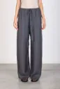 ALYSI Pantalon Fluide en Soie Asphalte