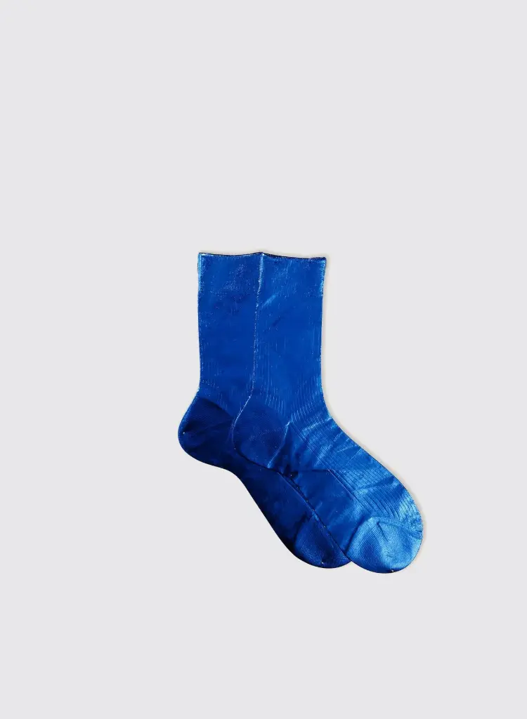 MARIA LA ROSA Chaussettes Italiennes en Soie à Nervures Laminées Ceylan