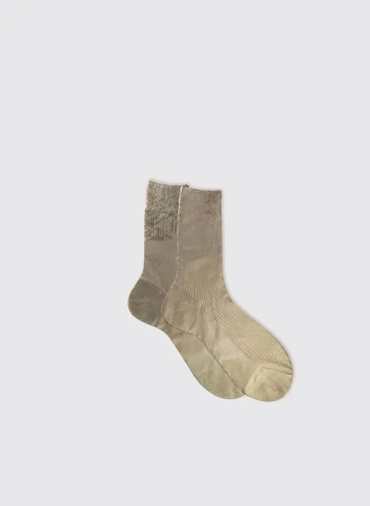 [SP26] MARIA LA ROSA Chaussettes Italiennes en Soie à Nervures Laminées Bosco