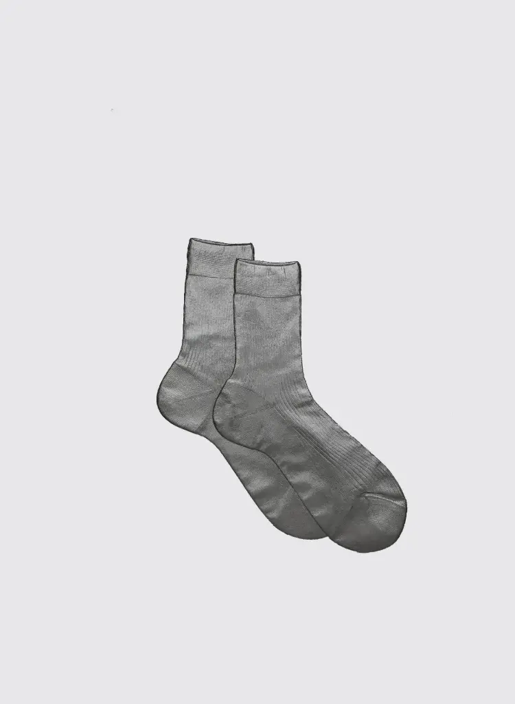 MARIA LA ROSA Chaussettes Italiennes à Nervures Laminées en Soie Fumo
