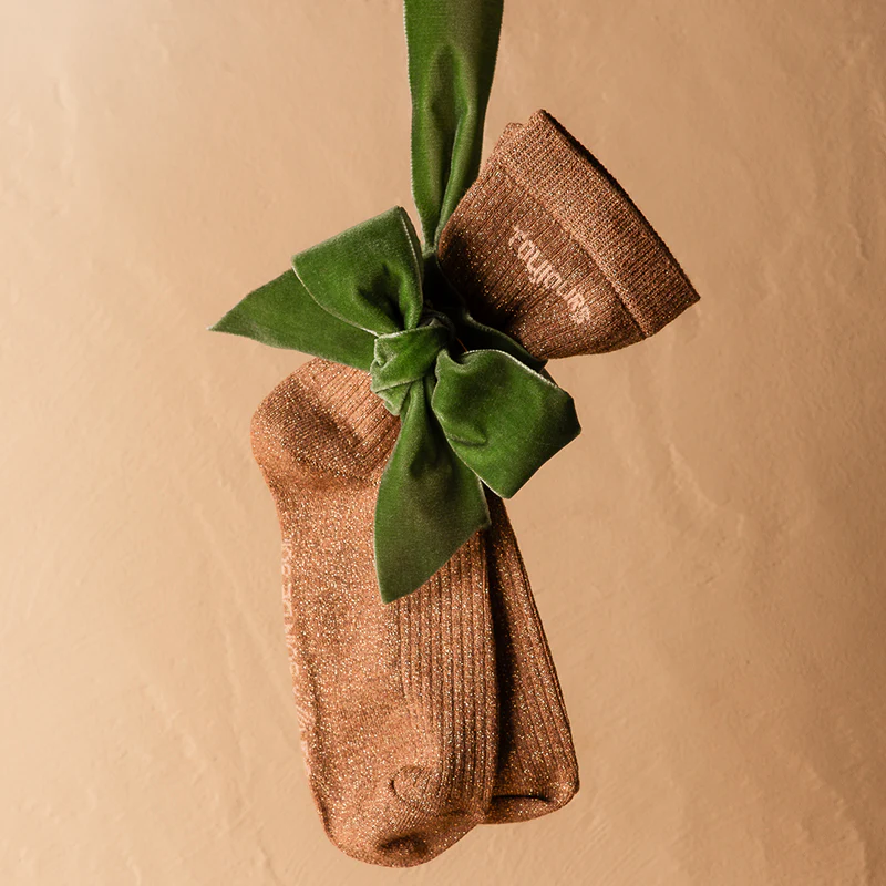 Suny Chaussettes Pailletées Mocha Mousse "Amour Toujours"
