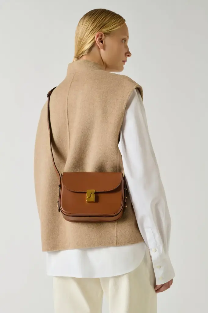 SOEUR Sac Bellissima Mini Cuir Noisette