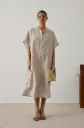 SOEUR Robe Ilsa en lin et coton Mastic