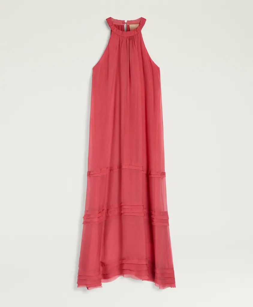 MOMONI Robe Longue GRIS en Mousseline Corail (40)