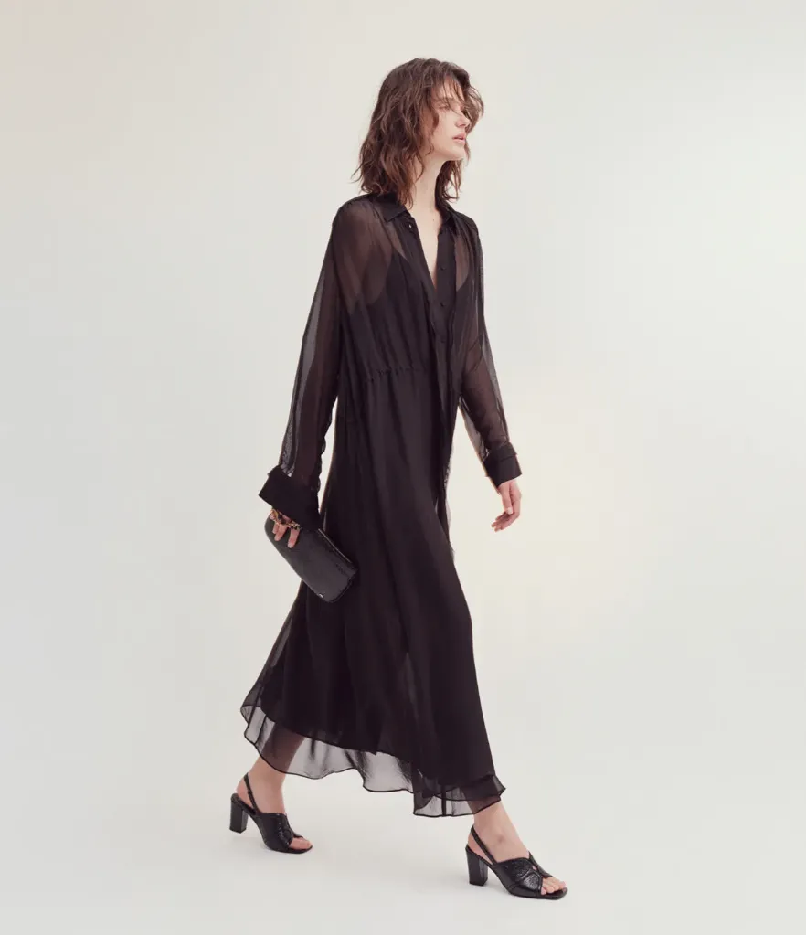MOMONI Robe Longue Russell Noire (40)