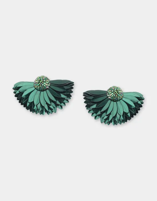 [Bijoux] OLIVIA DAR Boucles d'Oreilles Marigold Dark Green