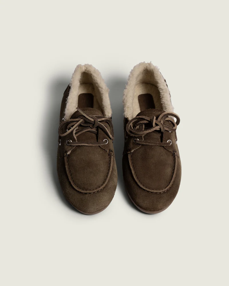 POSA Mocassins Fourrés Taupe Dark Brown Taille 40