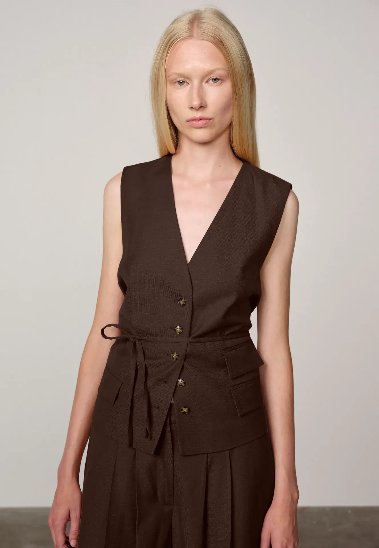 HERSKIND Blazer Sans Manches Samos Java Brown (36)