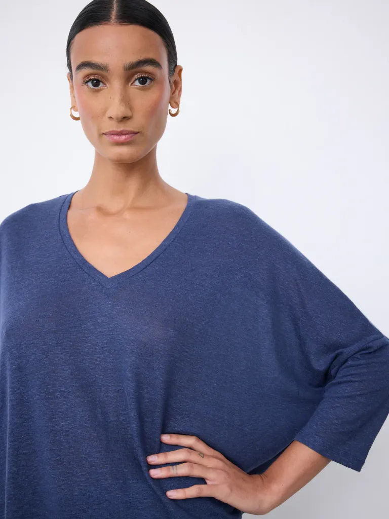 NOTSHY T-Shirt Emilie en Lin Navy (XS/S)