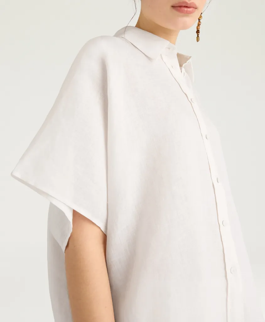 MOMONI Chemise Brooklyn en lin couleur Milk Taille 40