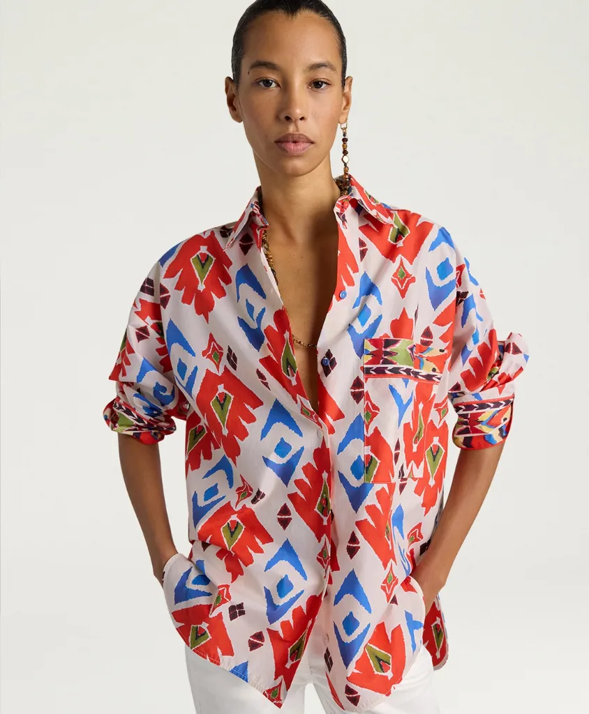 MOMONI Chemise Lucha Imprimée Rouge et Bleue (36)