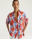 MOMONI Chemise Lucha Imprimée Rouge et Bleue