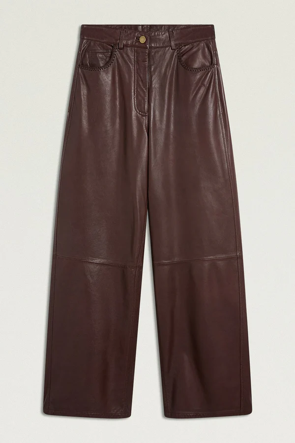 MOMONI Pantalon en Cuir Aoki Marron (38)