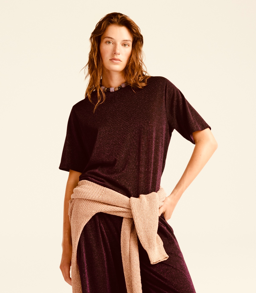 MOMONI T-Shirt Iora Jersey Lurex Rame (34)