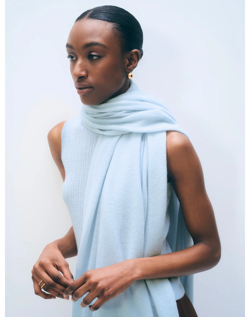 [AW25] WHITE+WARREN Echarpe Cachemire Travel Wrap Pale Mist