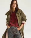 MOMONI Manteau Parka Kjara Vert Militaire avec Doublure en Teddy Amovible