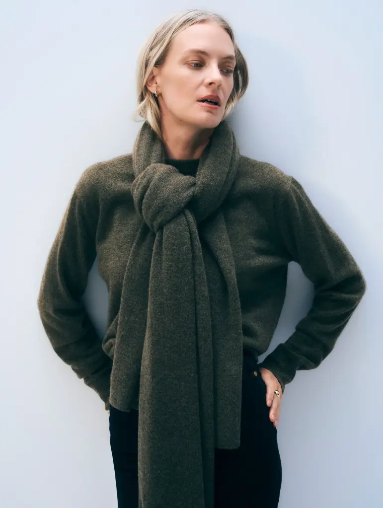 WHITE+WARREN Echarpe Cachemire Travel Wrap Thyme Heather